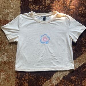 Tan crop top with flower print